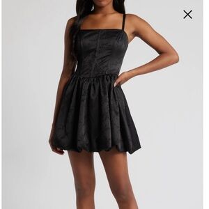 Satin Jacquard Bubble Hem Minidress